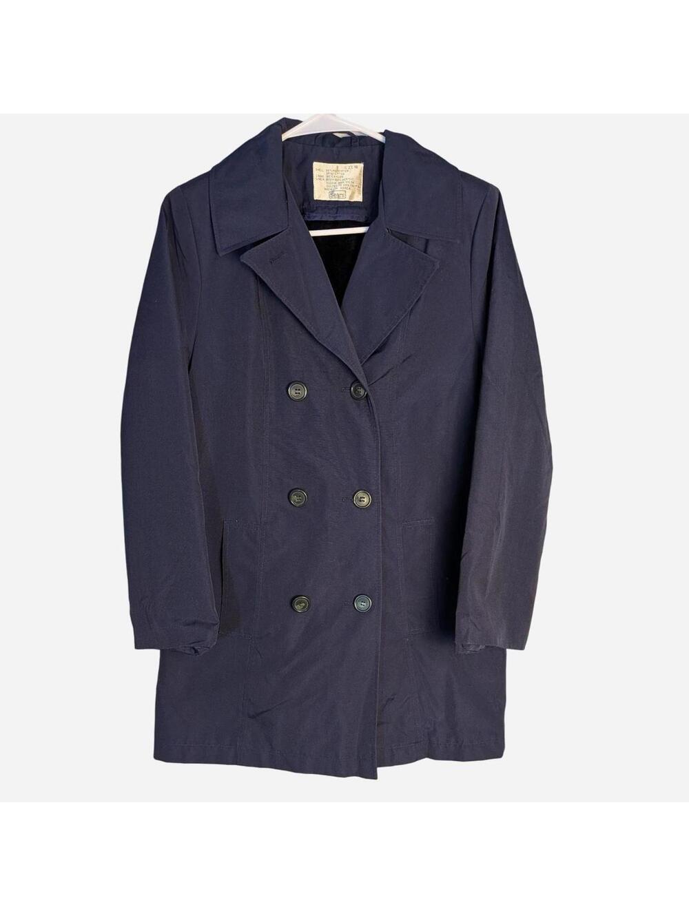 70s Sears Dark Navy Blue Peacoat Coat Jacket Women's 10